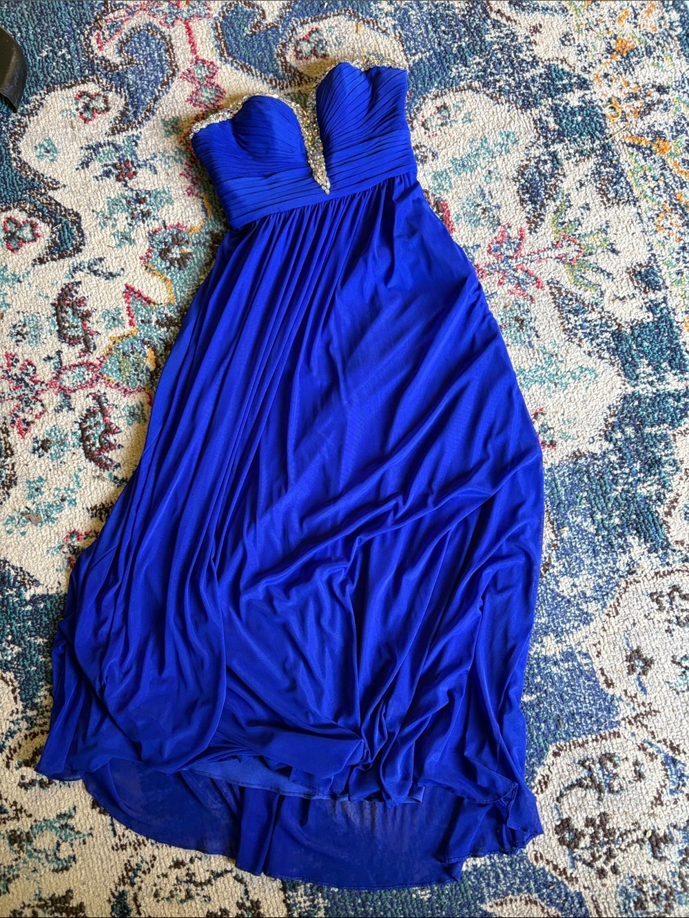 Strapless Royal Blue Evening Dress
